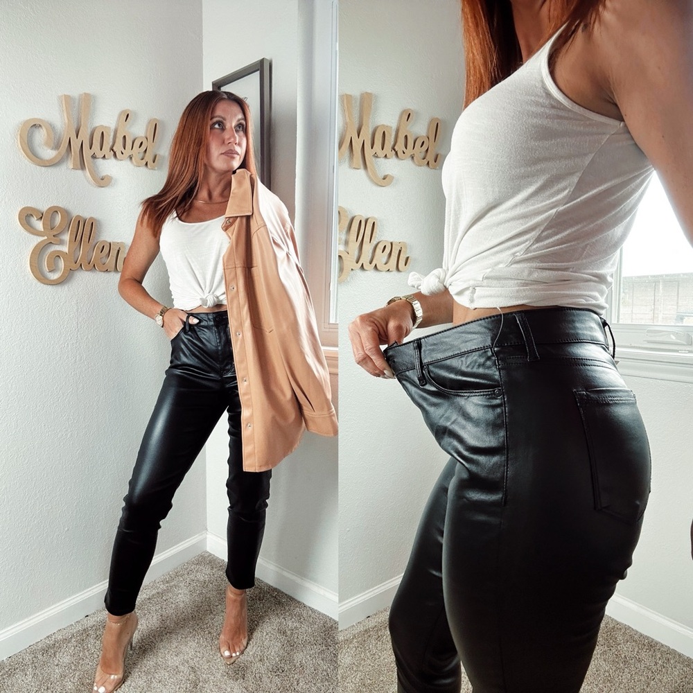 Social standard by sanctuary Black Faux Leather mid rise ankle skinny Pants 8